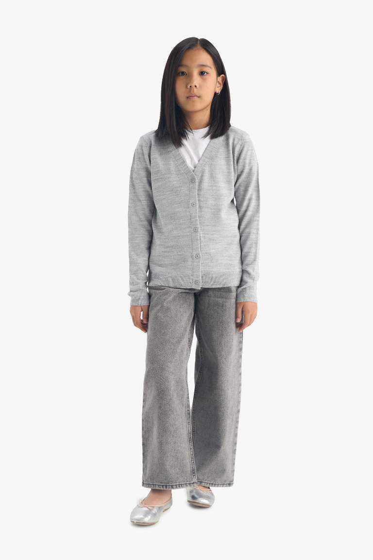 Girl Standard Fit V-Neck Cardigan