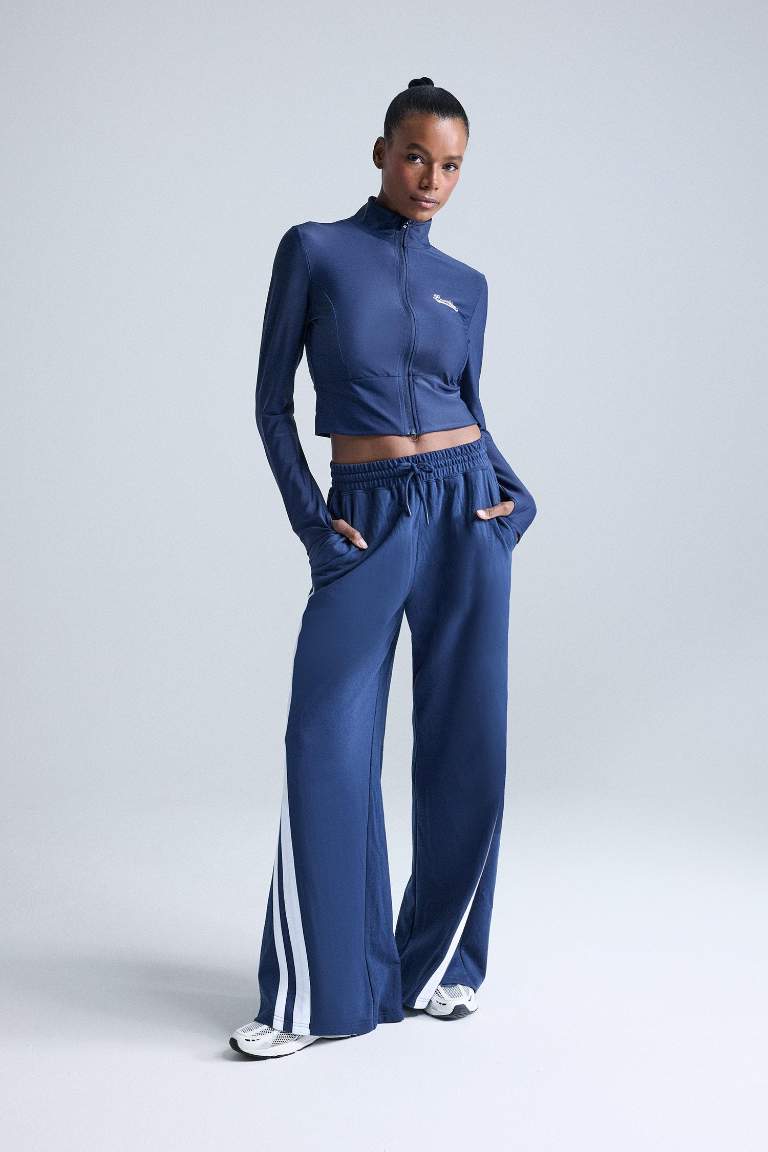 DeFactoFit Wide Leg Geniş Paça Şeritli Standart Boy Sporcu Pantolon