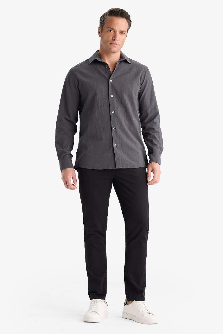 Regular Fit Polo Yaka Pamuklu Uzun Kollu Gömlek