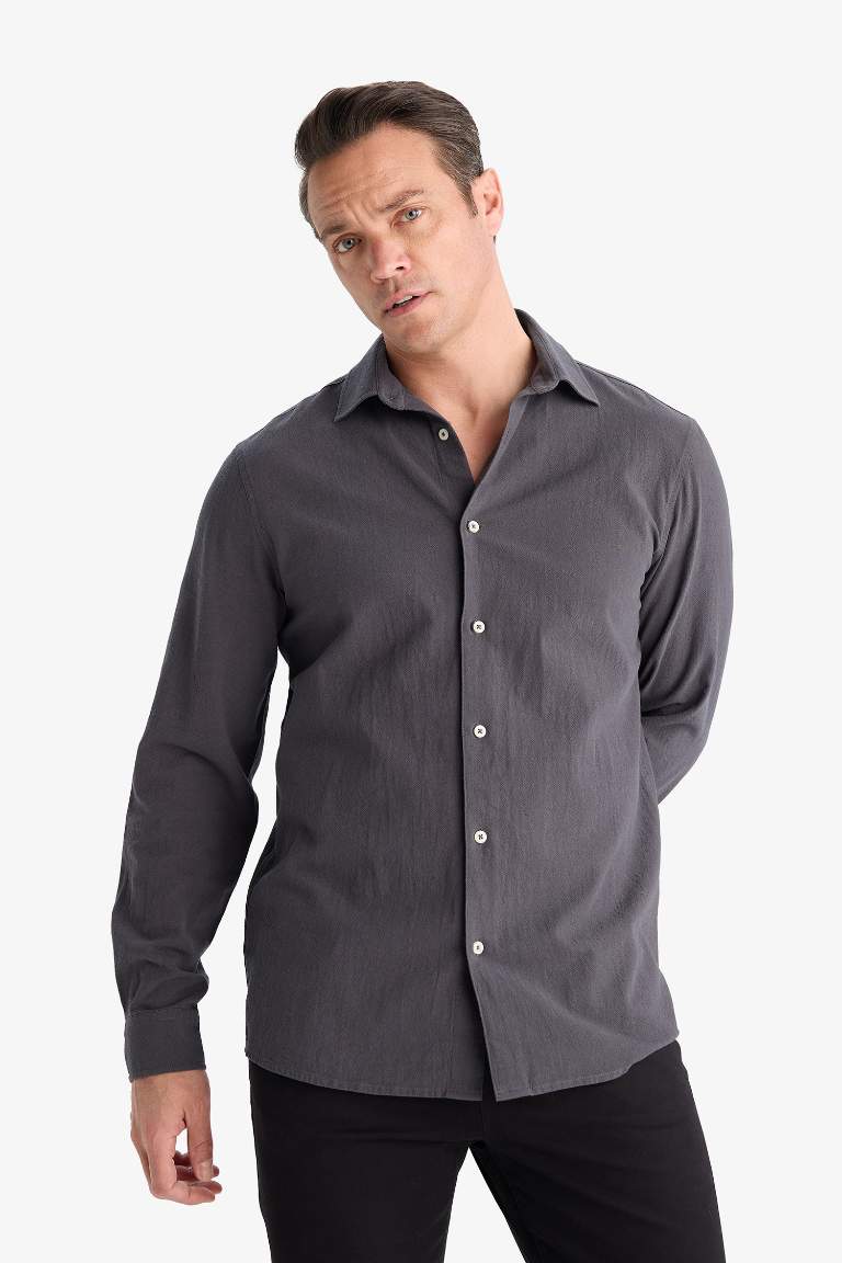 Regular Fit Polo Yaka Pamuklu Uzun Kollu Gömlek