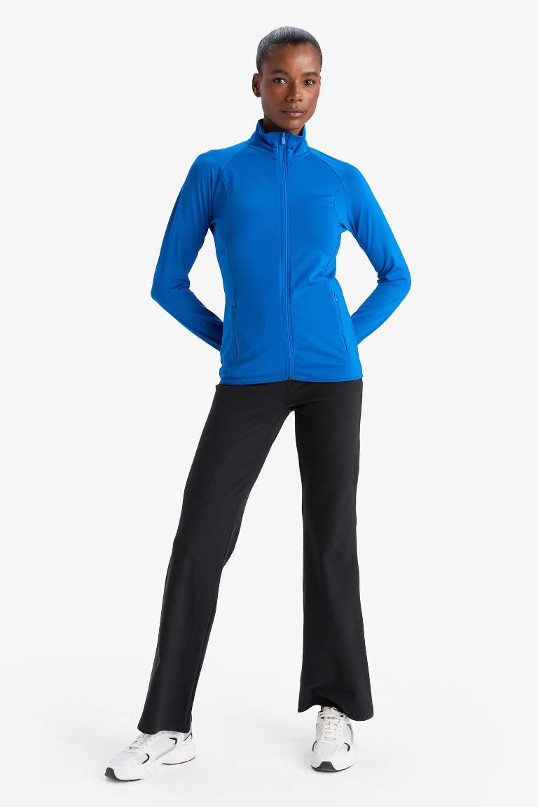 DeFactoFit Fitted Dik Yaka Sporcu Fermuarlı Sweatshirt Hırka