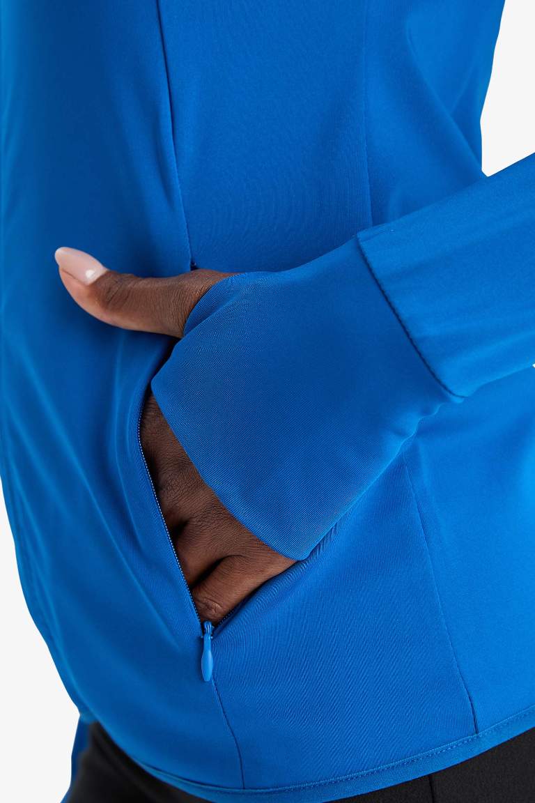 DeFactoFit Fitted Dik Yaka Sporcu Fermuarlı Sweatshirt Hırka
