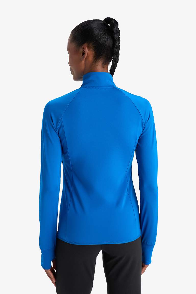DeFactoFit Fitted Dik Yaka Sporcu Fermuarlı Sweatshirt Hırka