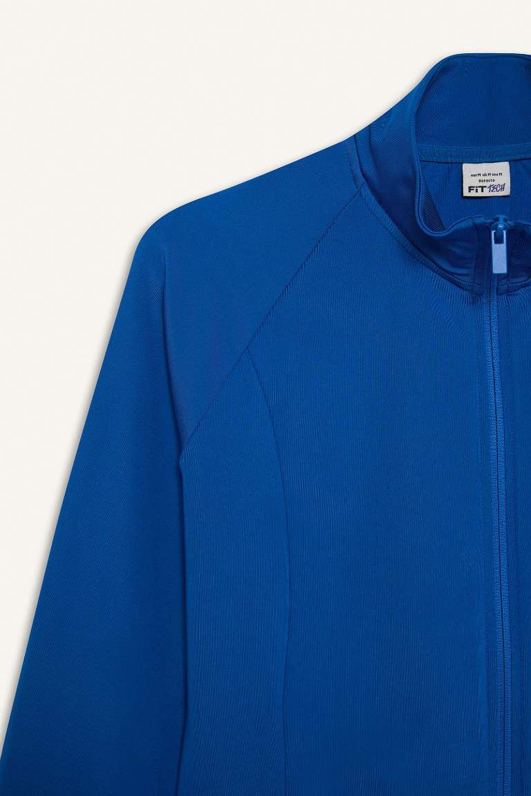 DeFactoFit Fitted Dik Yaka Sporcu Fermuarlı Sweatshirt Hırka