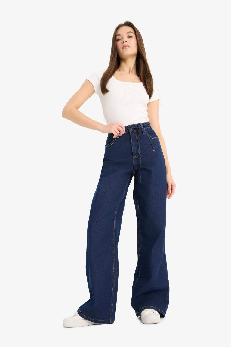 Джинсы с высокой посадкой и прямыми штанинами Wide Leg