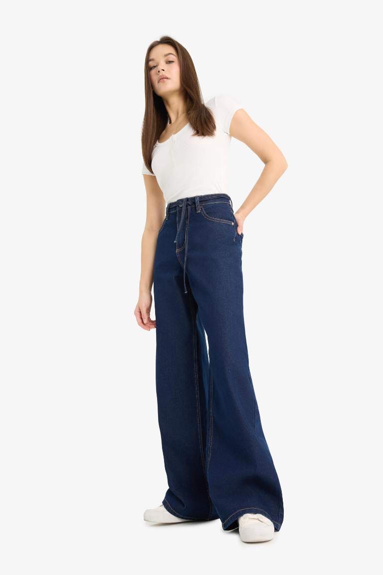 Джинсы с высокой посадкой и прямыми штанинами Wide Leg