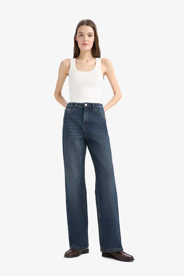 Джинсы из 90-х с высокой посадкой и прямыми штанинами Wide Leg