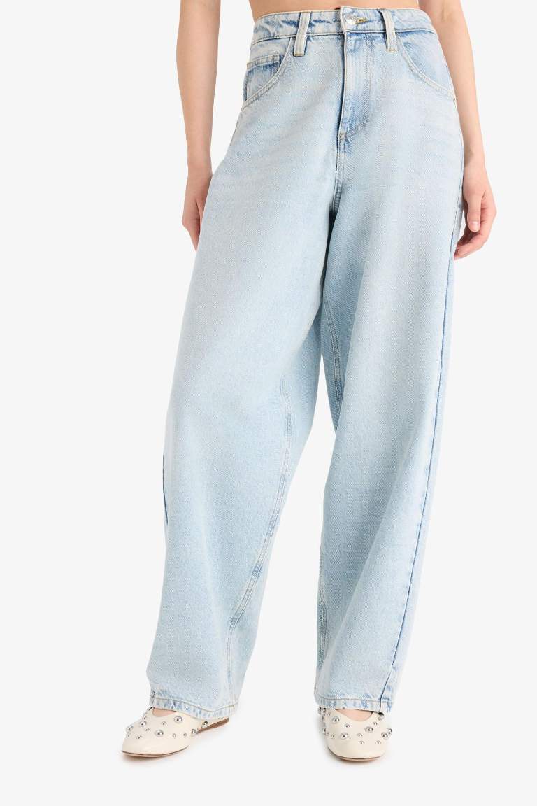 Джинсы Baggy Fit с высокой талией, прямые