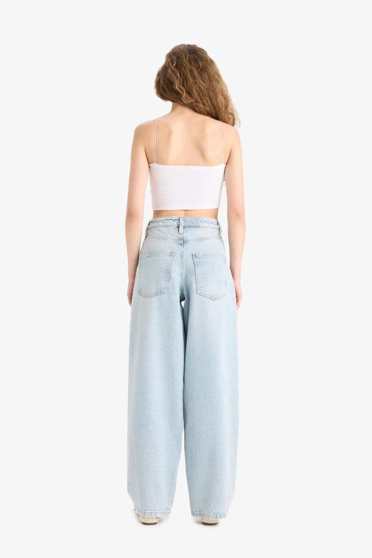 Джинсы Baggy Fit с высокой талией, прямые