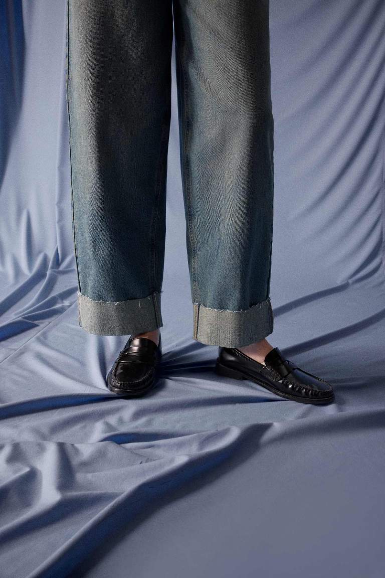 Baggy Fit High Waist Straight Leg Jeans