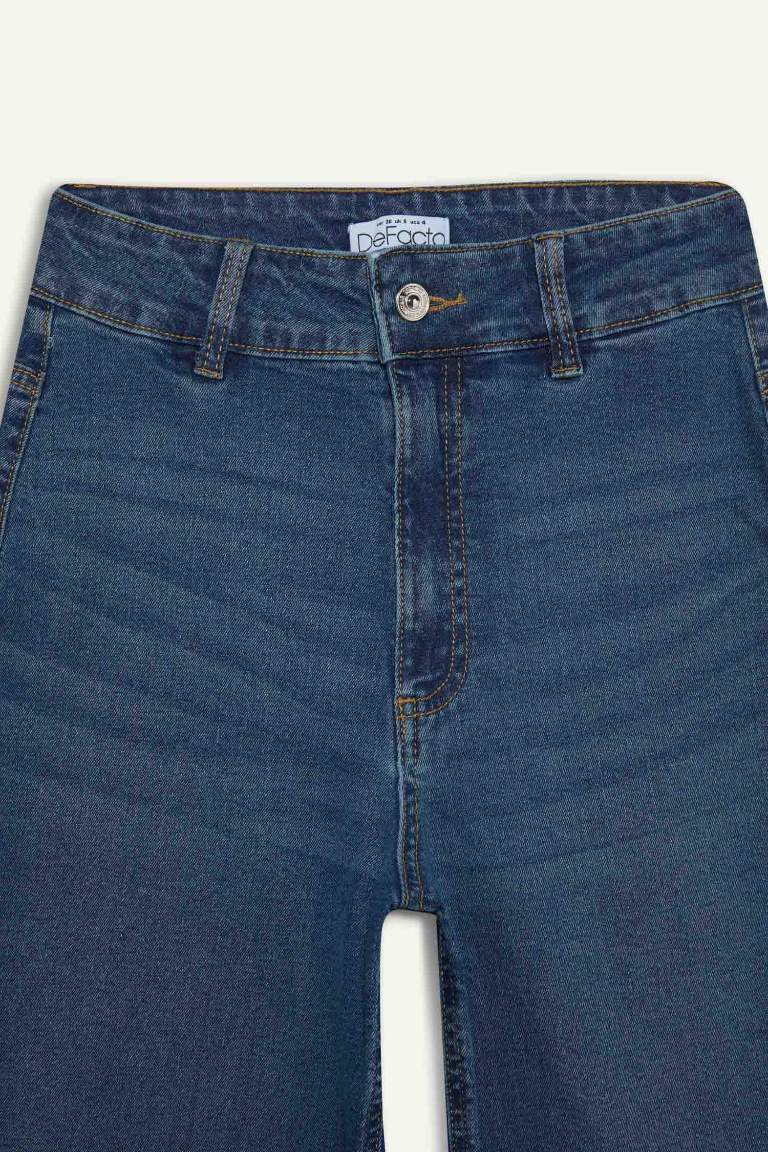 Джинсы Culotte с высокой талией и прямыми штанинами, выстиранные Snowwash.