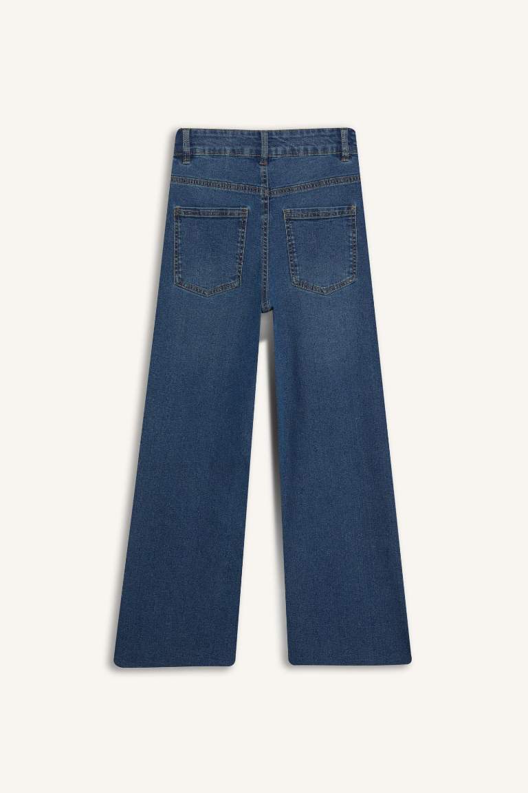 Джинсы Culotte с высокой талией и прямыми штанинами, выстиранные Snowwash.