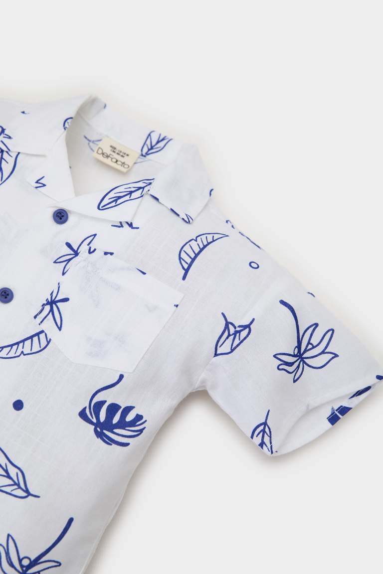 Baby Boy Tropical Patterned Flam Poplin Shirt