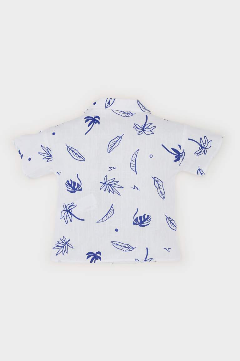 Baby Boy Tropical Patterned Flam Poplin Shirt