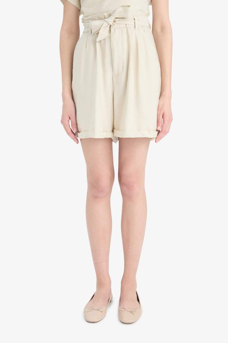 Crinkle Fabric High Waist Shorts