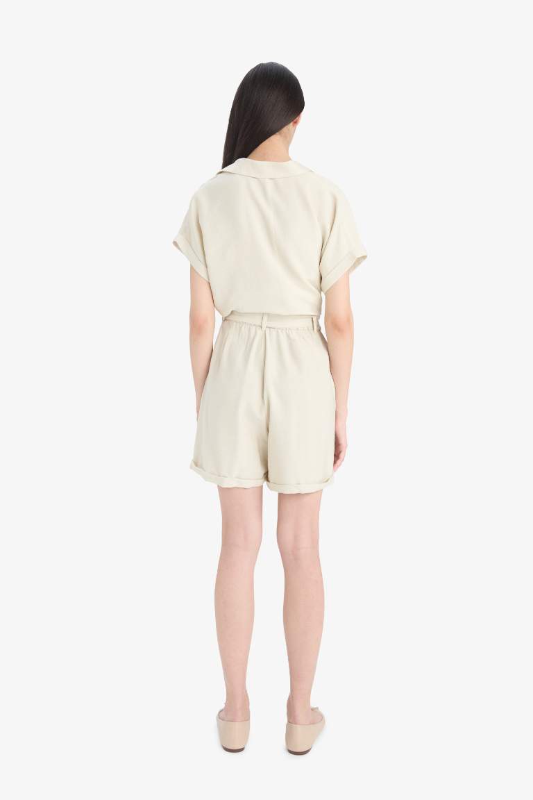 Crinkle Fabric High Waist Shorts