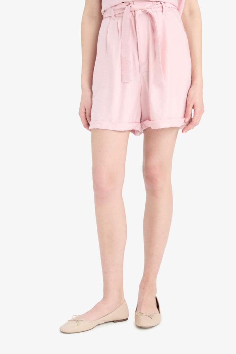 Шорты из кринкленного материала с высокой талией