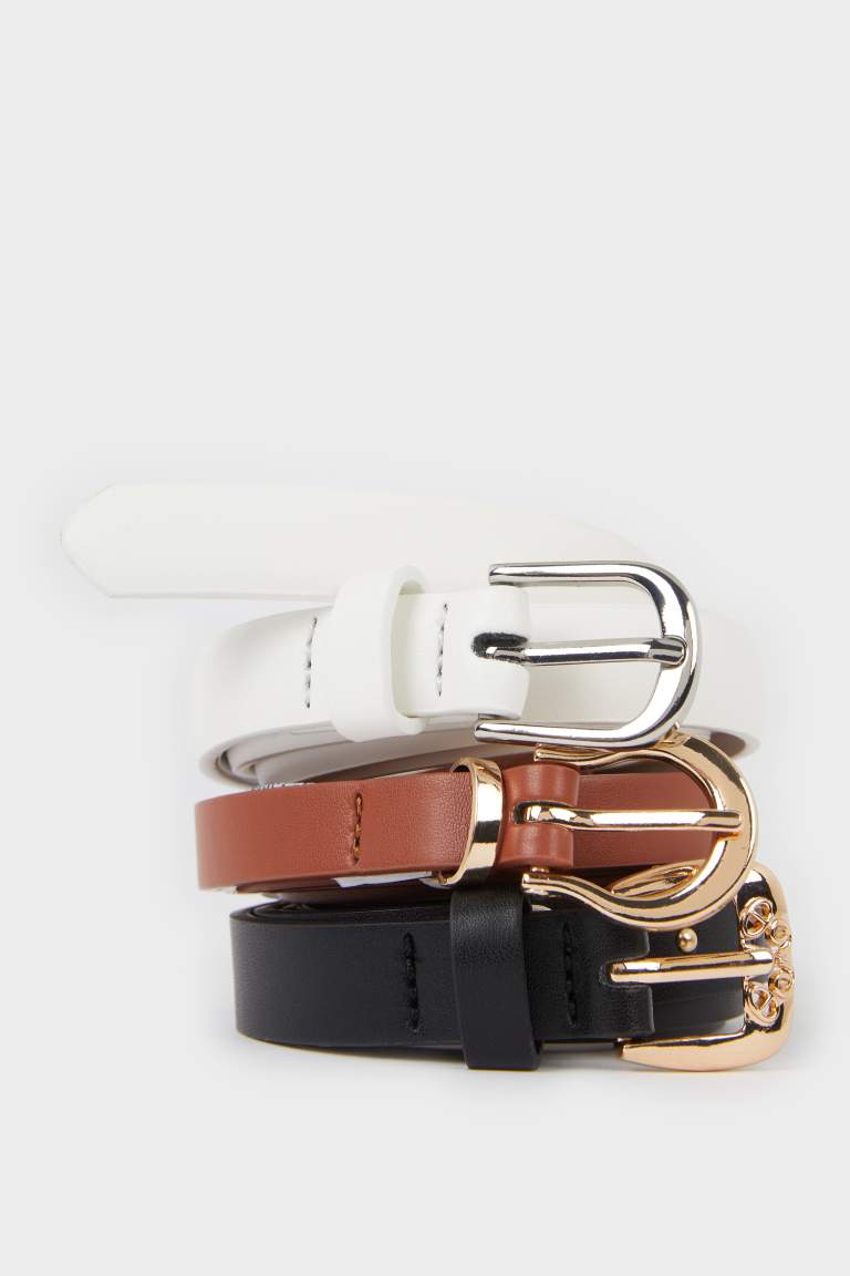 Woman Faux Leather 3 Piece Belt