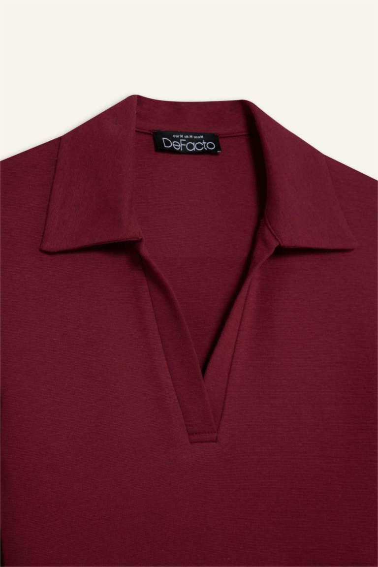 Fitted Polo Neck Basic Modal T-Shirt