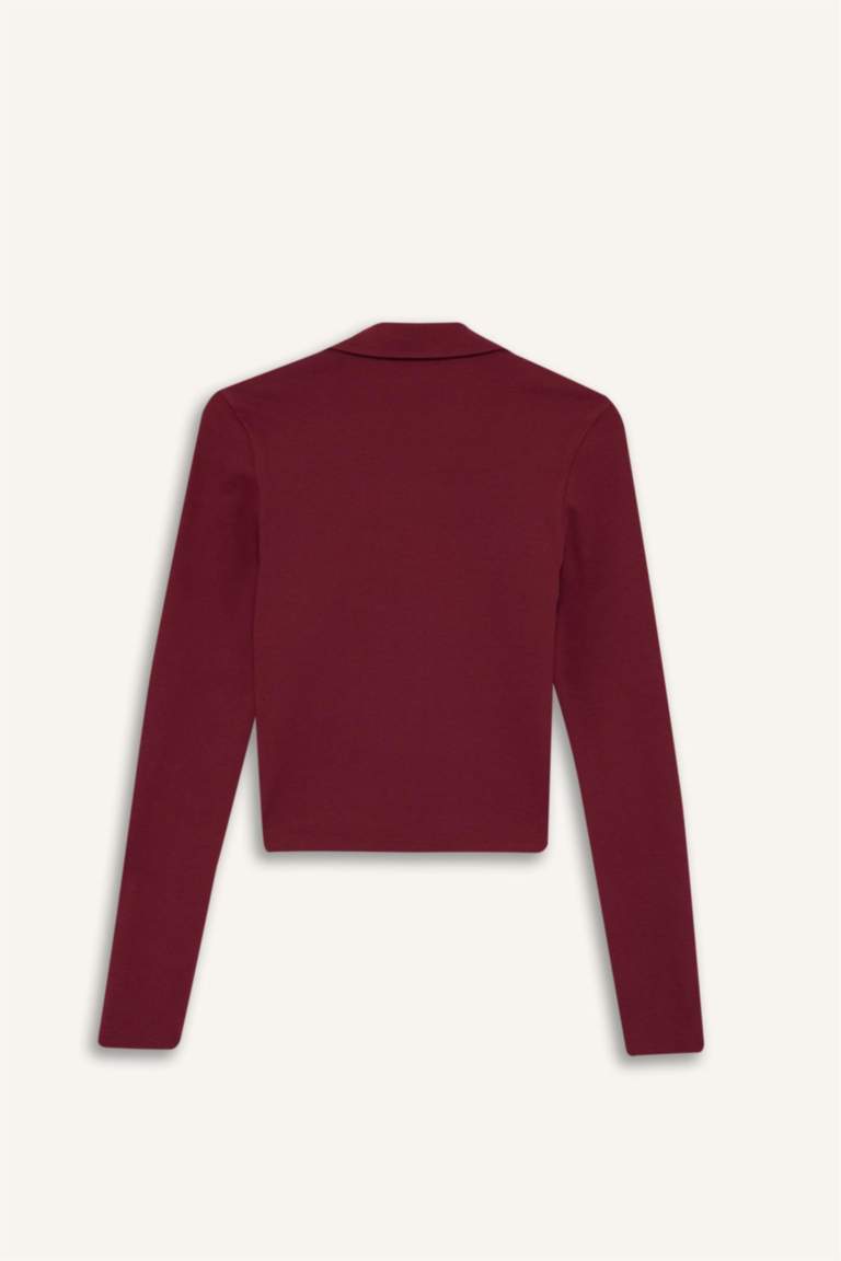 Fitted Polo Neck Basic Modal T-Shirt