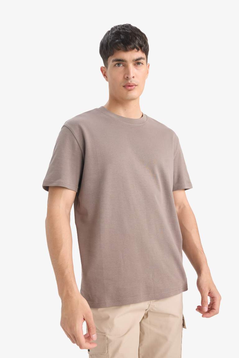 %100 Pamuk Regular Fit Bisiklet Yaka Basic Düz Kısa Kollu Tişört