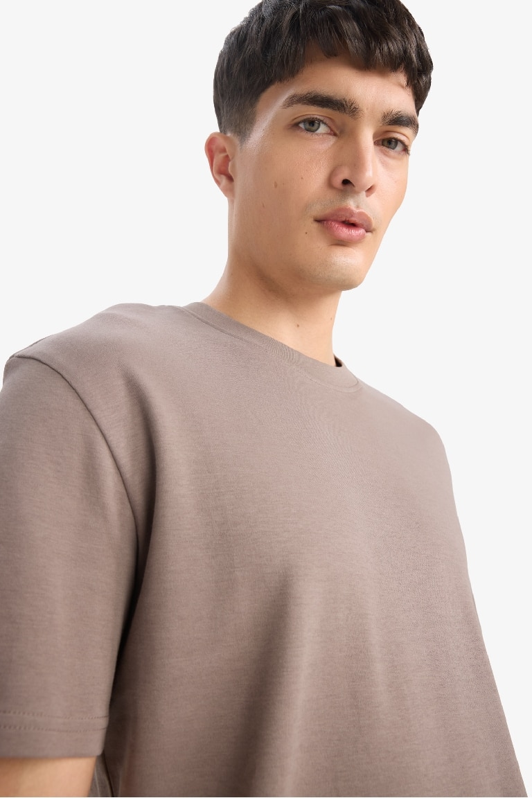 %100 Pamuk Regular Fit Bisiklet Yaka Basic Düz Kısa Kollu Tişört