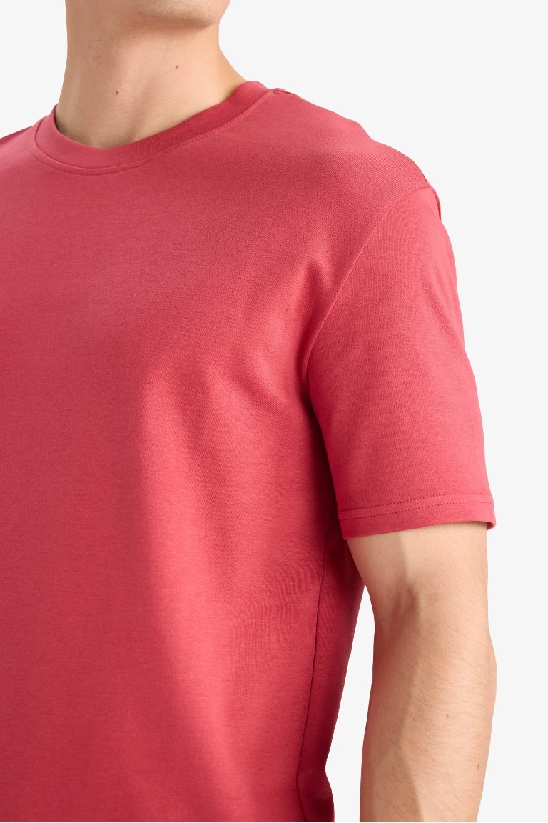 %100 Pamuk Regular Fit Bisiklet Yaka Basic Düz Kısa Kollu Tişört