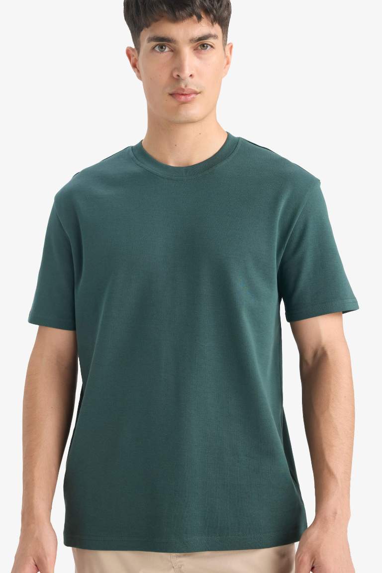 %100 Pamuk Regular Fit Bisiklet Yaka Basic Düz Kısa Kollu Tişört