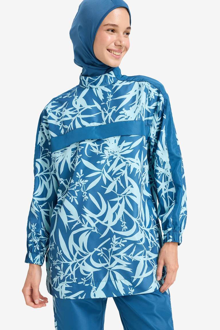 Regular Fit Su İtici 3'lü Desenli Burkini Tesettür Mayo Takım