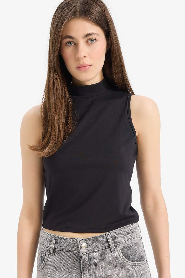 Slim Fit Half Turtleneck Tank Top