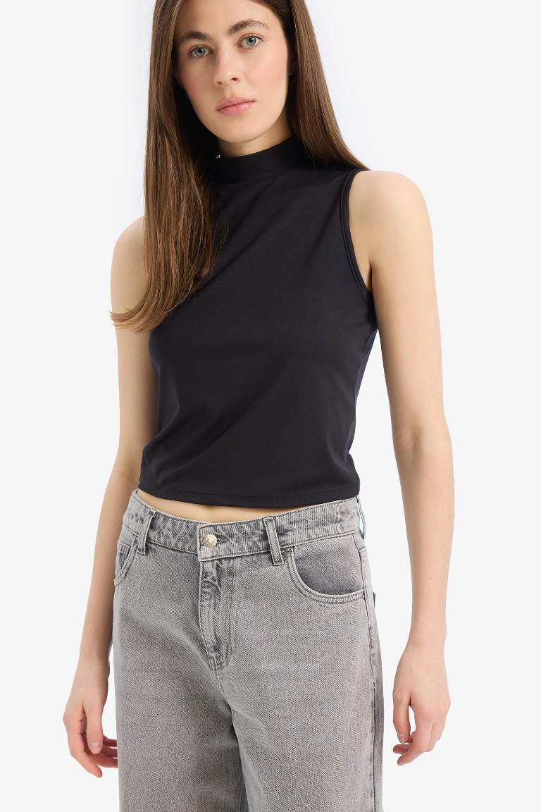 Slim Fit Half Turtleneck Tank Top