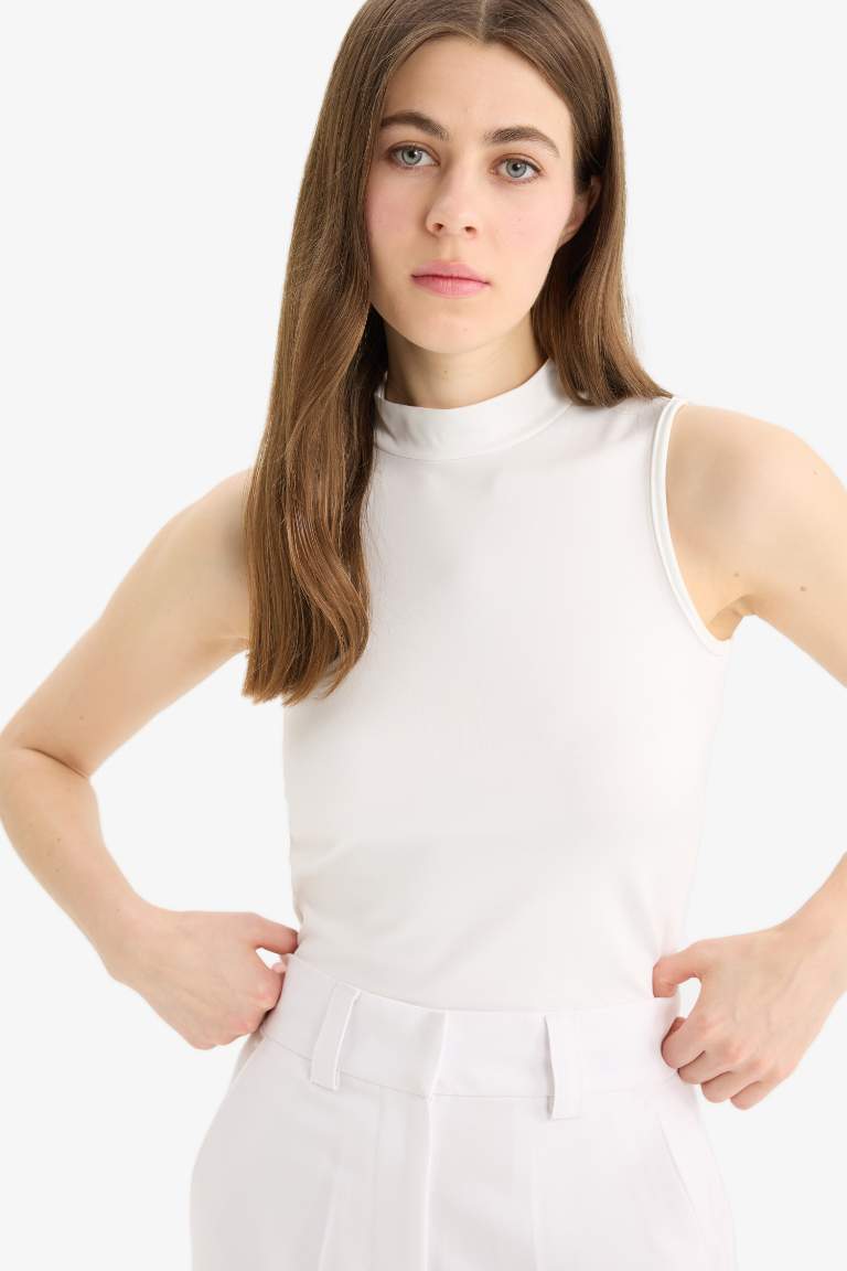 Slim Fit Half Turtleneck Tank Top