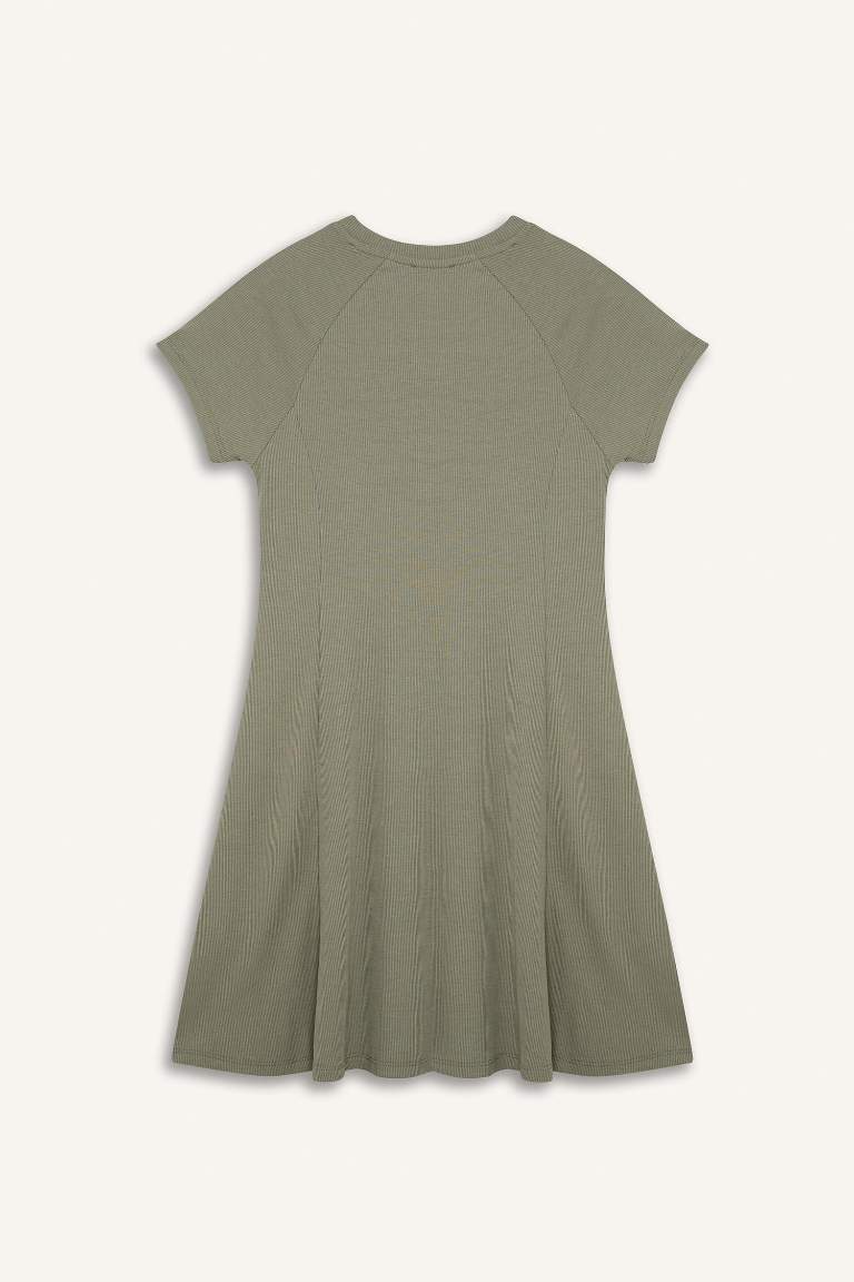 Crew Neck Basic Corduroy Mini Dress