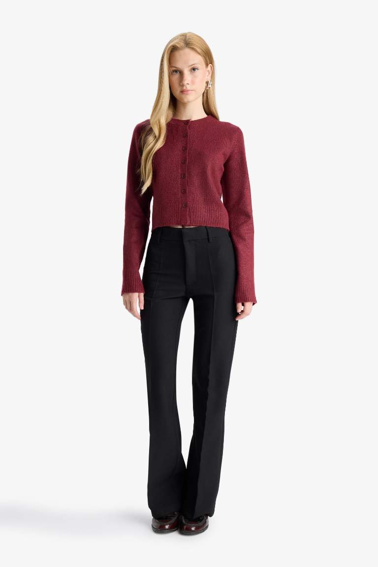 Coool Slim Fit Dar Kesim Bisiklet Yaka Düğmeli Triko Hırka