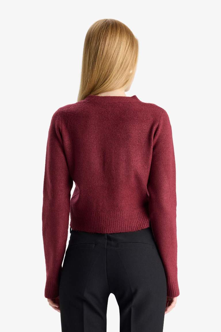 Coool Slim Fit Dar Kesim Bisiklet Yaka Düğmeli Triko Hırka