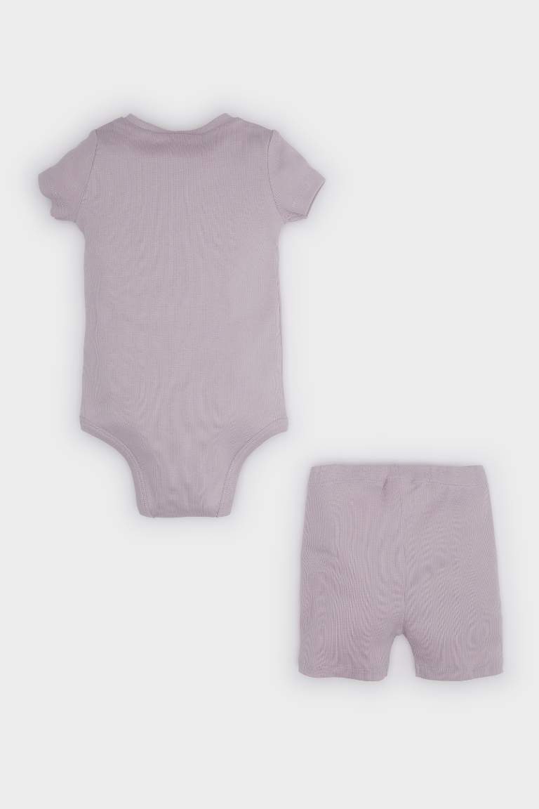 Baby Girl Rainbow Printed Snap Body Shorts 2 Piece Set