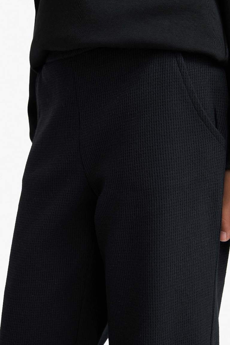 Kız Çocuk Wide Leg Waffle Geniş Paça Pantolon