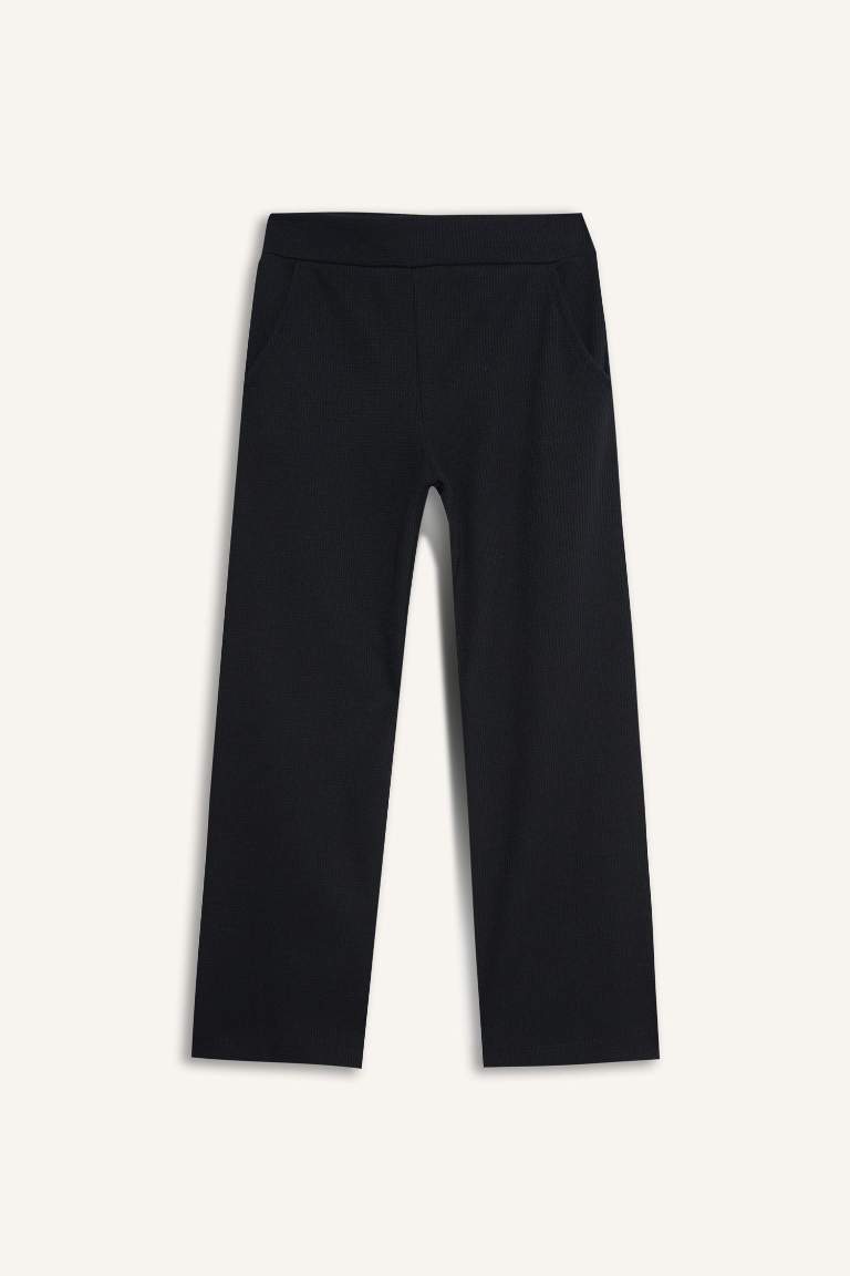 Kız Çocuk Wide Leg Waffle Geniş Paça Pantolon