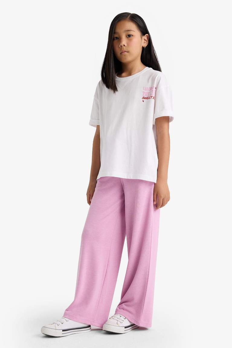 Kız Çocuk Wide Leg Cepli Geniş Paça Pantolon