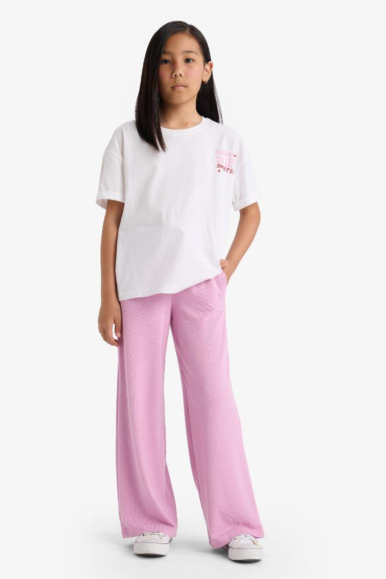 Kız Çocuk Wide Leg Cepli Geniş Paça Pantolon