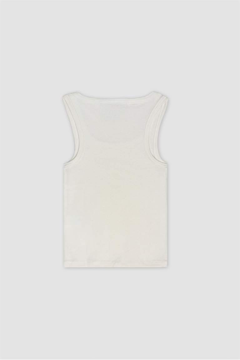 تانك توب سليم فيت سادة بياقة مدورة مضلع