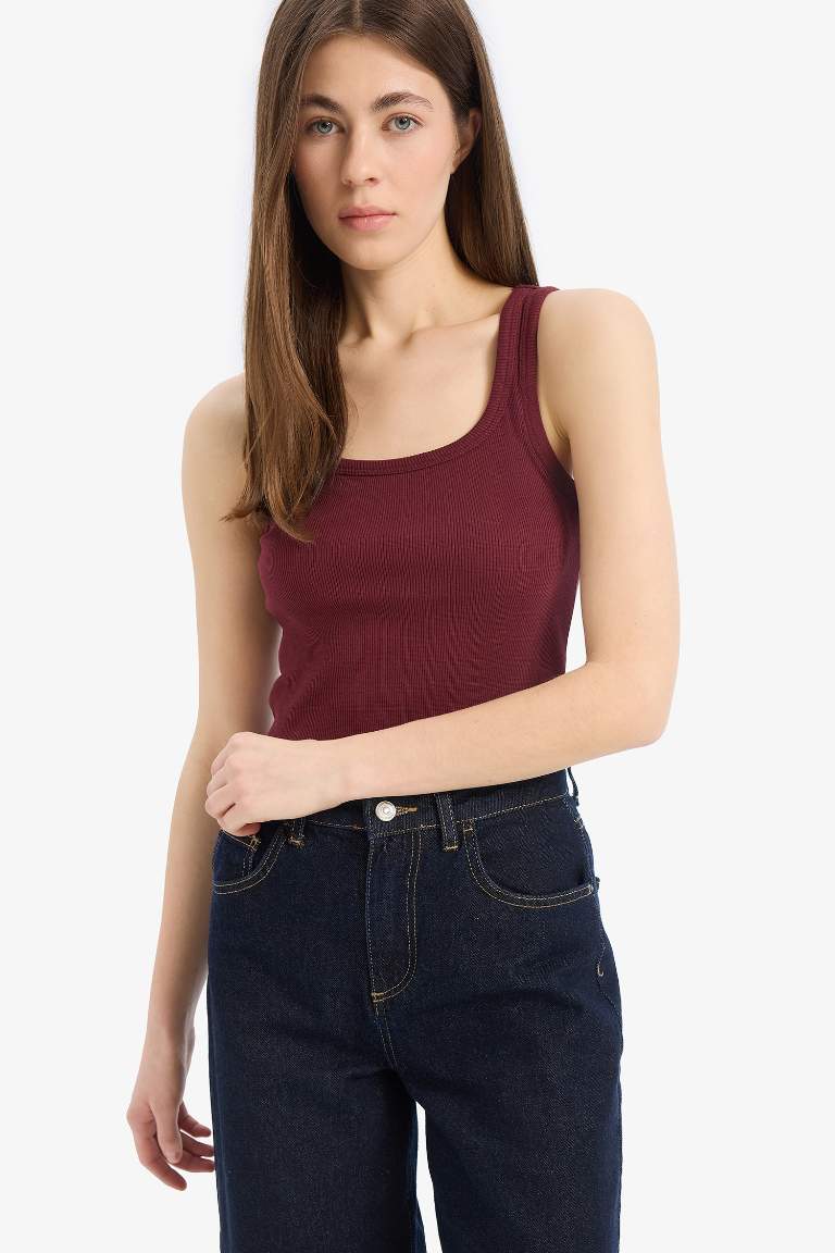 Slim Fit Basic Camisole Round Collar Tank Top