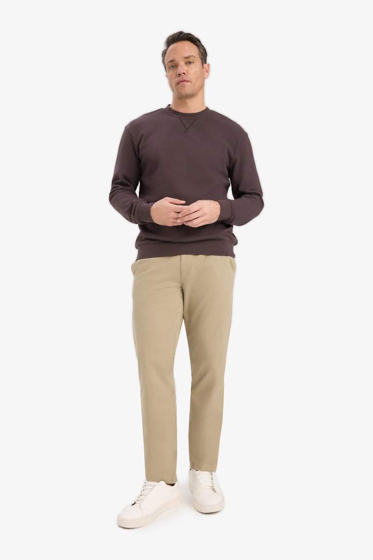 %100 Pamuk Regular Fit Bisiklet Yaka Sweatshirt