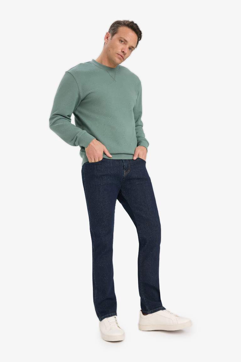 %100 Pamuk Regular Fit Bisiklet Yaka Sweatshirt