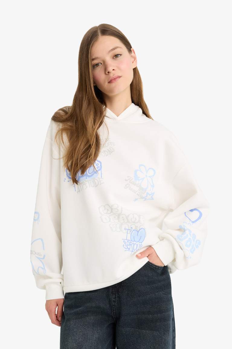 Толстовка Coool Oversize с широким кроем, капюшоном, принтом и из плотной ткани