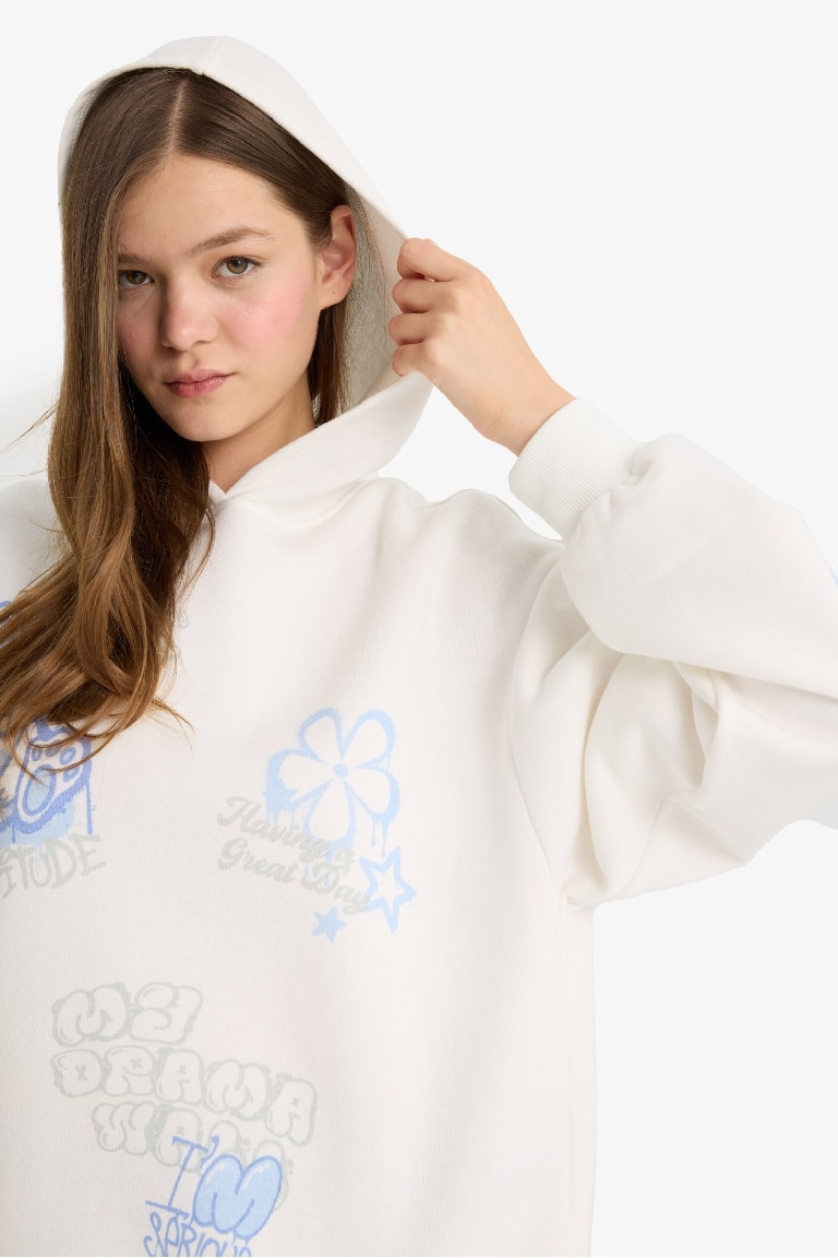 Толстовка Coool Oversize с широким кроем, капюшоном, принтом и из плотной ткани
