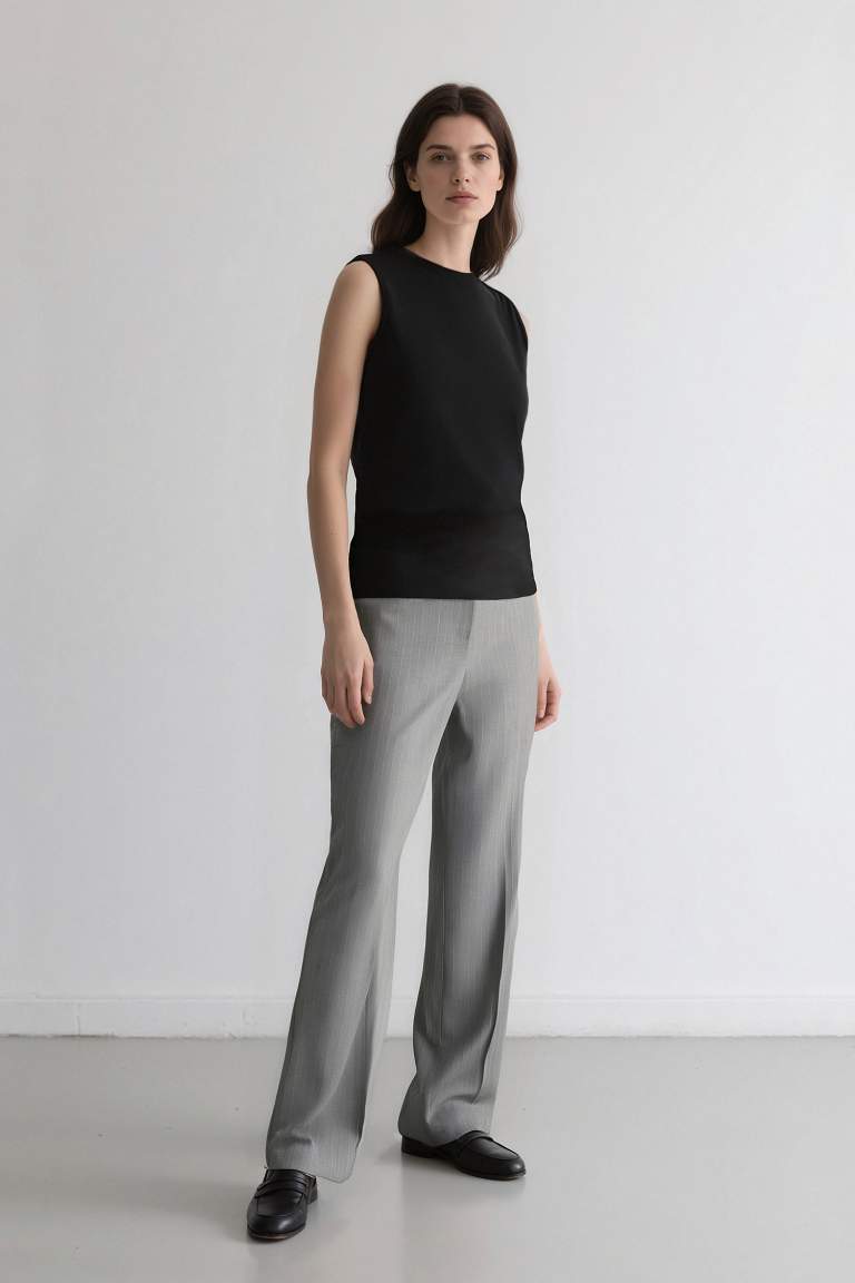 Afra x Defacto Straight Fit Palazzo Pantolon Yüksek Bel Düz Paça