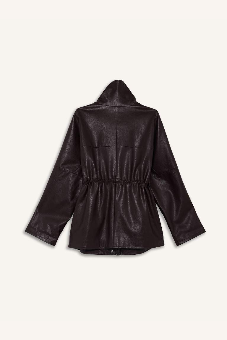 Relax Fit Faux Leather Faux Leather Jacket