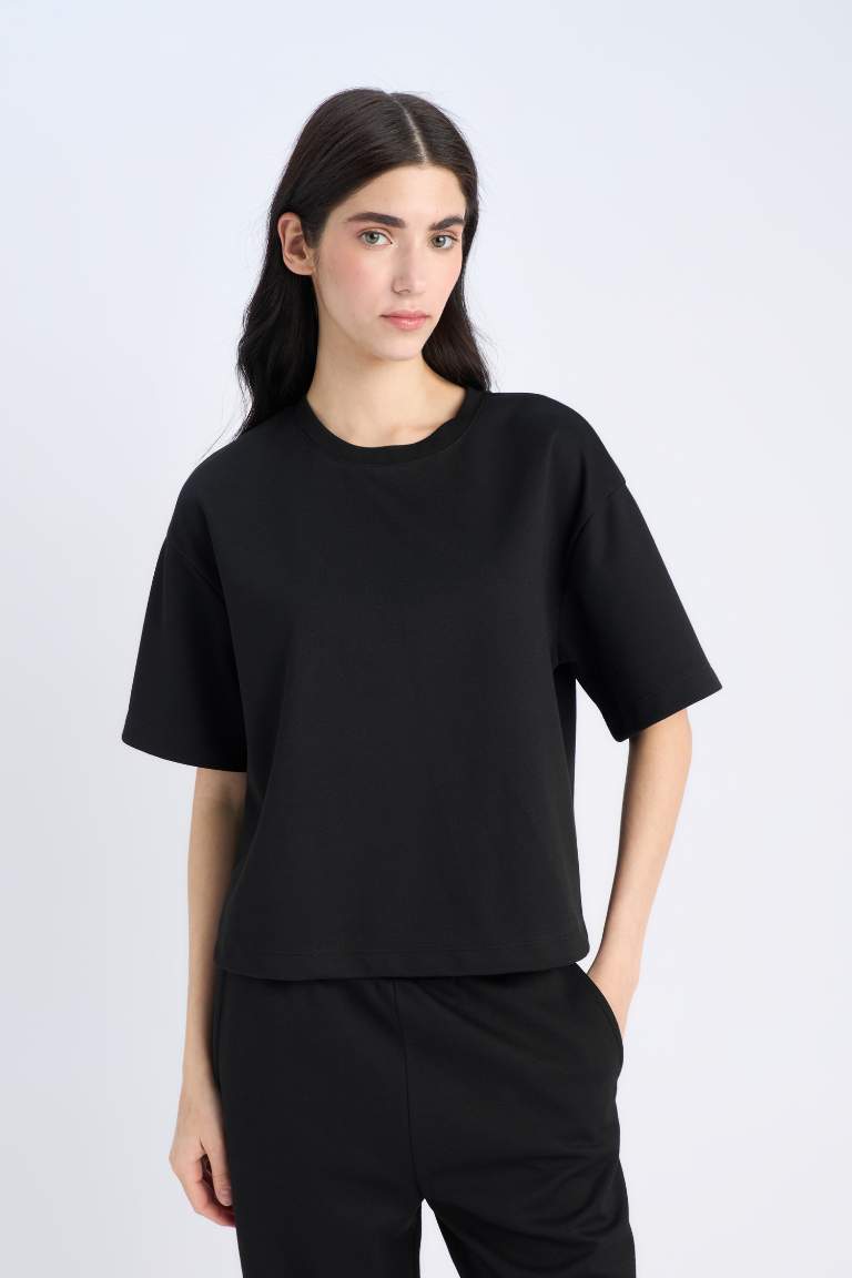 Oversize Fit Crew Neck Basic Short Sleeve T-Shirt