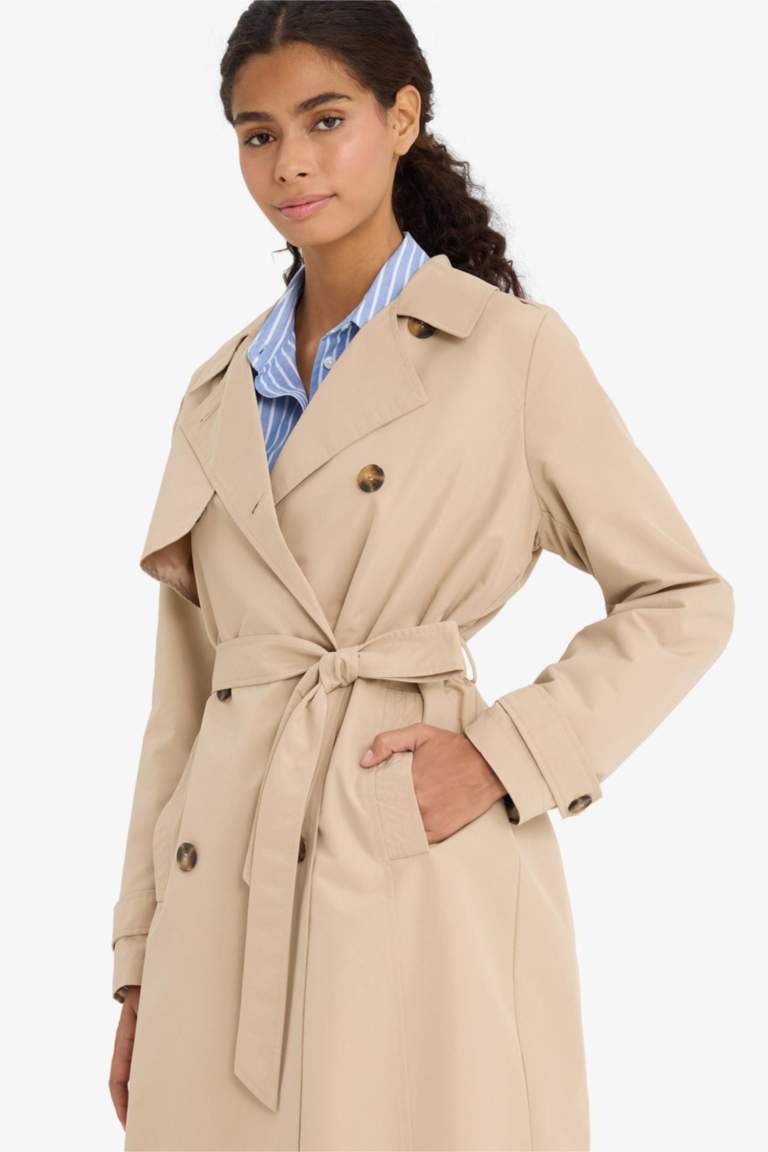 Regular Fit Kemerli Cepli Trençkot